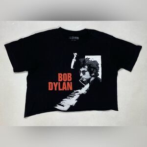Bob Dylan Crop Graphic T-shirt Women Small Black Short Sleeve Music